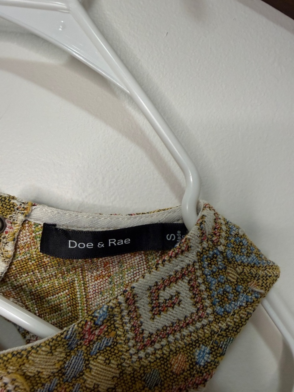 Doe & Rae Cream Textured Tank with Multicolor Embroidered Yoke - Picture 2 of 9